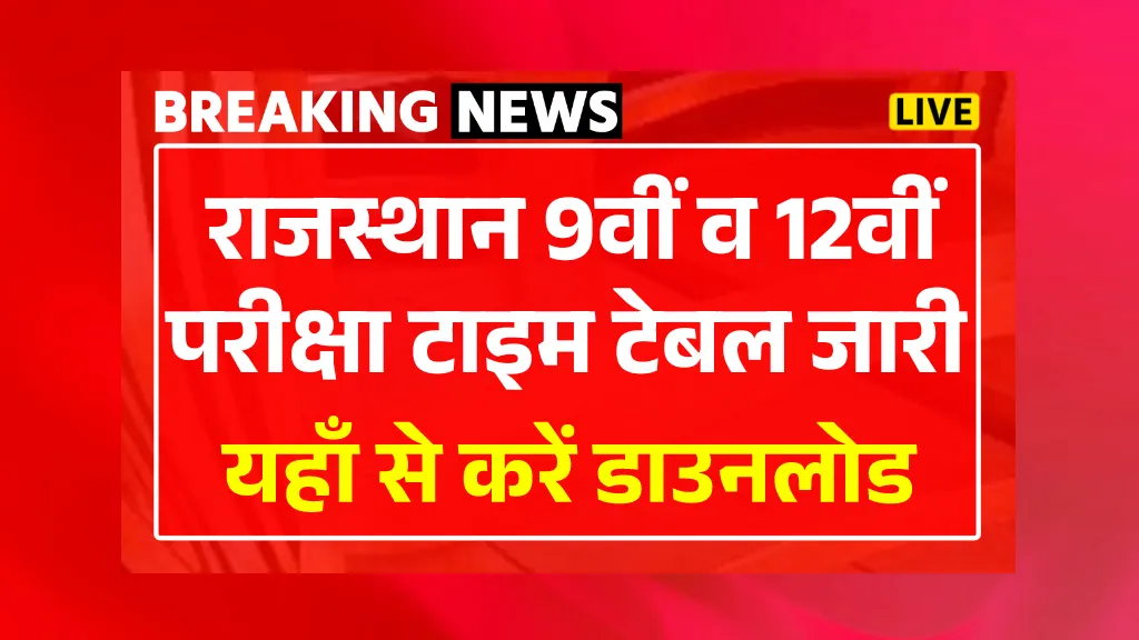 Rajasthan 9th-11th Yearly Exam Time Table